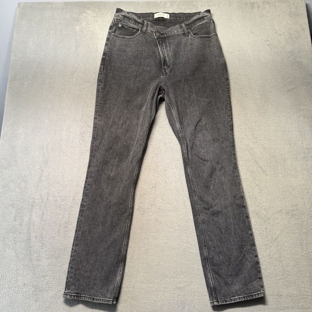 Abercrombie & Fitch Womens 31/12 90s Slim Straight Ultra High Rise Gray Jeans
